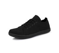 Treer Wide Barefoot Shoes for Men, Unisex Wide Toe Box Walking Trainers for Outdoor Trail Running Gym Minimalist Casual Zero Drop Shoes, Simple Style, Lightweight Breathable Black