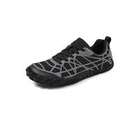 Treer Wide Barefoot Shoes for Men Women, Breathable Mesh Wide Toe Box Walking Trainers for Outdoor Trail Running Gym, Minimalist Casual Zero Drop Shoes (Black,8)