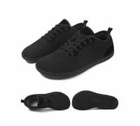 Treer Wide Barefoot Shoes for Men Women, Canvas Wide Toe Box Walking Trainers for Outdoor Trail Running Gym Minimalist Casual Zero Drop Shoes, Lightweight Breathable Black