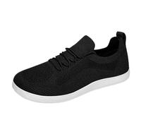 Treer Wide Barefoot Shoes for Men Women, Mode Wide Toe Box Walking Trainers, Breathable Casual Zero Drop Shoes for Outdoor Running Gym (Black White,7)