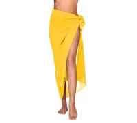 Treer Womens Beach Wrap Sarong Summer Cover Up Chiffon Sarongs Wraps Ladies Pareo Half Skirt Sheer Wrap Swimming Suit Stylish Bikini Coverup for Women Girls (145x110cm,Yellow)