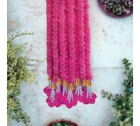 Treeratan 10 Pcs Artificial Marigold Flower Garland with Bells for Decoration - Handmade Genda Phool Toran for Diwali, Wedding, Pooja & Festivals (Pink, 152 cm)