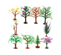 (Trees 10pcs Set) Toys Kids 12pcs Small Plastic Figures Sea Zoo Animal Safari Set Model Wild Ocean