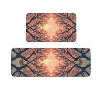 Trees Are Blooming All Over The Sky. Rug Cushioned Kitchen Rugs Sets Of 2 Comfort Standing Mat For Home Decor Sink,Kitchen Mats For Floor Non Slip Washable ，Laundr 17"X47"+17"X30"
