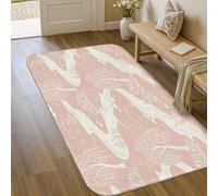 Trees Area Rug, Nature Minimalistic River Grass Spring Peach Low Pile Sponge Doormat Accents Rug Fade Resistant Bathroom Entryway Bedside Laundry Room Decor 3' X 5'