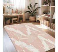 Trees Area Rug, Nature Minimalistic River Grass Spring Peach Non-Slip Aesthetic Rectangle Home Floor Carpet Rugs for Living Room Bedroom Kitchen Hallway Decor 4' X 6'