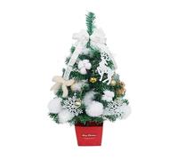 Trees Artificial Tabletop Tree with Bowknot Deer Rabbit Cotton Hair Ball Feather Bell Snowflake Ornaments for Table Desk Home Decor