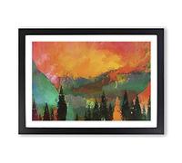 Trees at The Foot of a Setting Sun in Abstract Framed Print | A2 Black Framed Wall Art | Ready to Hang | Abstract Floral Picture | Living Room Bedroom Lounge Office