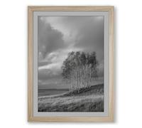 Trees Beneath Storm Scandinavian Framed Wall Art Print A2 (59.4×42cm) Oak, Wall Decor for Living Room, Bedroom, Office & Home, Ready to Hang, Art Gift
