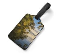 Trees by The Lake Tag Luggage with Name Card Identifiers Leather Identifiers Travel Tags Backpack Tag for Long Flight Must Travels Gift Airport Essentials 2.8 X 4.7 in