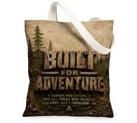 Trees Canvas Tote Bag for Women, Adventure Rustic Mountain Fire Summer Brown Washable Reusable Aesthetic Tote Bags Ideas Fo, Brown, 13x15 Inch