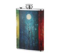Trees In The Moonlight Pocket Hip Flask 8 Oz, Stainless Steel Flagons For Dad Groomsman Wedding Travel Camping