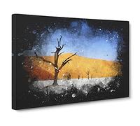 Trees In The Namibia Desert Paint Splash Canvas Print | Gallery Wrapped 30mm Frame Wall Art | 30x20 inches | Ready to Hang | Modern Landscape Picture | Living Room Bedroom Lounge Office