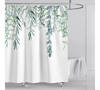 Trees Leaf 3D Shower Curtain Nature Plants Waterproof Mould Proof Resistant Bathroom Washable Polyester Shower Curtains with Hooks Bath Wet Room Garden - 180 x 200 cm (72 x 78 Inch) White Green