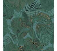 TREES & LEAVES WALLPAPER - FLORAL METALLIC TROPICAL GLITTER PALM LEAF TRAILS