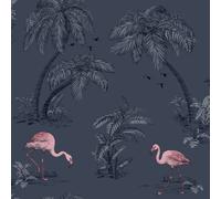 TREES & LEAVES WALLPAPER - FLORAL METALLIC TROPICAL GLITTER PALM LEAF TRAILS