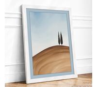 Trees on Ochre Hill Minimalist Framed Wall Art Print A1 White