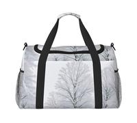 (Trees On Snowy Days) Durable Twill Travel Tote Bag Large Capacity Handheld & Crossbody Bag for Weekend Trips,Sports,and Outdoor Activities