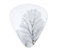 (Trees On Snowy Days) Guitar Picks Set Of 12 With Transparent Plastic Box For Bass Electric And Acoustic Guitars Ukulele