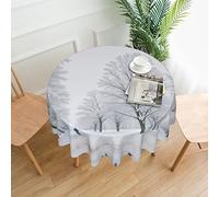 Trees On Snowy Days Print Exquisitely Designed Circular Tablecloth 60 Inch Rural Spring And Summer Tablecloth, Family Gathering Table Decoration, Picnic Party, Easter Gift, Outdoor Indoor Tablecloth.