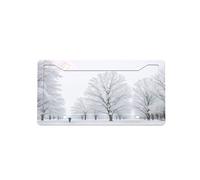 Trees on Snowy Days -Print Four-Hole License Plate Holder With Custom Designs - Weather Resistant & Easy Fit For Front/Rear Vehicles