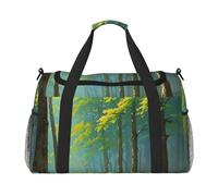 Trees Painting Print Travel Duffel Bag for Men & Women, Foldable Travel Bags and Spacious Weekender Tote Bag for Storage Toiletry Luggage Personal Item, Black, L