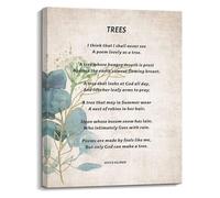 Trees Poem by Joyce Kilmer Vintage Wall-Art Print on Canvas Kitchen Decor I Think That I Shall Never See(Unframed,08x12inch(20x30cm))