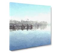 Trees Reflecting in a Lake in North Carolina Canvas Print | Gallery Wrapped 30mm Frame Wall Art | 14x14 inches | Ready to Hang | Modern Landscape Picture | Living Room Bedroom Lounge Office