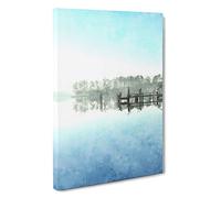 Trees Reflecting in a Lake in North Carolina Canvas Print | Gallery Wrapped 30mm Frame Wall Art | 30x20 inches | Ready to Hang | Modern Landscape Picture | Living Room Bedroom Lounge Office
