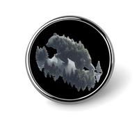 Trees Reflection Wildlife Nature Animal Bear Round Lapel Pin Button Brooch Tie Badge Elegant Hat Clothing Jewelry Accessories