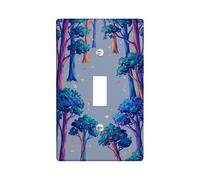 Trees Single Light Switch Cover Plate, Nature Fanciful Leaves Sky Fall Green Plastic Standard Size Toggle Light Switch Cover for Living Room Bedroom Home Office Decor (Single)