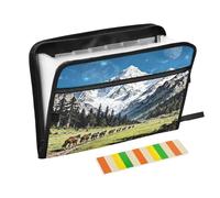 Trees Snow Horses 13 Pocket Expanding File Folder with Labels A4 Document Organizer with Zipper