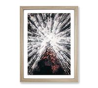 Trees Touching The Sky In Abstract Modern Framed Wall Art Print, Ready to Hang Picture for Living Room Bedroom Home Office Décor, Oak A4 (34 x 25 cm)