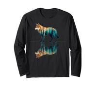 Trees Wildlife Nature Wolf Reflection Forest Wolves Lovers Long Sleeve T-Shirt
