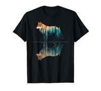 Trees Wildlife Nature Wolf Reflection Forest Wolves Lovers T-Shirt
