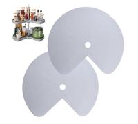 Treesunshine Pack of 2 Lazy Susan Shelf Liners, 26 Inch Silicone Lazy Susan Liners, Turntable Organiser for Turntable, Spice Holder Organiser, Non-Slip Lazy Susan Mat with Heat Protection (Grey)