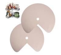 Treesunshine Pack of 2 Lazy Susan Shelf Liners, 26 Inch Silicone Lazy Susan Liners, Turntable Organiser for Turntable, Spice Holder Organiser, Non-Slip Lazy Susan Mat with Heat Protection (Khaki)