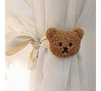 TREETDOBV Curtain Tiebacks, Plush Bear Decorative Rope Curtain Ties,Embroidered Stereo Bear Head Curtain Strap Tie Rope Children Room Decoration,Animal Shape Bedroom Accessories(Brown Bear)
