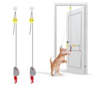 Treetopone Pack of 2 Red Cat Toy Mouse Cat Toys Kitten Wand Kitten Wand Cat Toy Self-Employment Hanging Door Frame for Small Large Cats