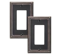 TREEWELL 2-Pack Decorator Outlet Cover Plate, Decorative Switch Plates and Outlet Covers, Aged Bronze Metal Wall Plates for Electrical Outlets, Receptacle, GFCI Outlet, Dimmer Switch