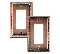 TREEWELL 2-Pack Decorator Outlet Cover Plate, Decorative Switch Plates and Outlet Covers, Antique Copper Metal Wall Plates for Electrical Outlets, Receptacle, GFCI Outlet, Dimmer Switch