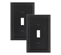 TREEWELL 2-Pack Single Toggle Light Switch Cover Plate, Pearls Decorative Switch Plate Covers, Black 1 Gang Metal Wall Plate, Corrosion Resistant