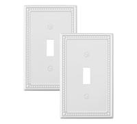 TREEWELL 2-Pack Single Toggle Light Switch Cover Plate, Pearls Decorative Switch Plate Covers, Pure White 1 Gang Metal Wall Plate, Corrosion Resistant