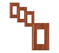 TREEWELL 4-Pack Decorator Outlet Cover Plate, Wood Grain Decorative Switch Plates and Outlet Covers, Natural Bamboo Fiber Wall Plates for Electrical Outlets, Receptacle, GFCI Outlet, Dimmer Switch