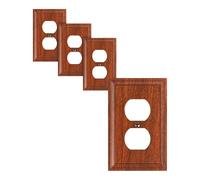 TREEWELL 4-Pack Duplex Outlet Cover, Natural Bamboo Fiber Switch Plates and Outlet Covers, Wood Grain Decorative Wall Plates for Electrical Outlets, 1 Gang Receptacle Cover, Corrosion Resistant