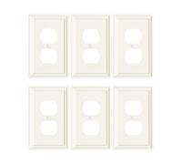 TREEWELL 6-Pack Duplex Outlet Cover, Natural Bamboo Fiber Switch Plates and Outlet Covers, Light Almond Decorative Wall Plates for Electrical Outlets, 1 Gang Receptacle Cover, Corrosion Resistant