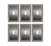 TREEWELL 6-Pack Single Toggle Light Switch Cover Plate, Pearls Decorative Switch Plate Covers, Antique Silver 1 Gang Metal Wall Plate, Corrosion Resistant