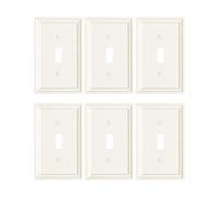 TREEWELL 6-Pack Single Toggle Light Switch Covers Wall Plate, Light Almond Decorative Switch Plate Covers, 1 Gang Natural Bamboo Fiber Wall Plate, Corrosion Resistant