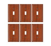TREEWELL 6-Pack Single Toggle Light Switch Covers Wall Plate, Wood Grain Decorative Switch Plate Covers, 1 Gang Natural Bamboo Fiber Wall Plate, Corrosion Resistant