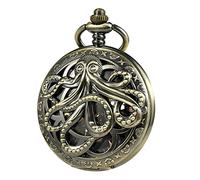 TREEWETO Antique Men's Pocket Watch Octopus Hollow Design Hand Winding Mechanical Mens Fob Watches for Man